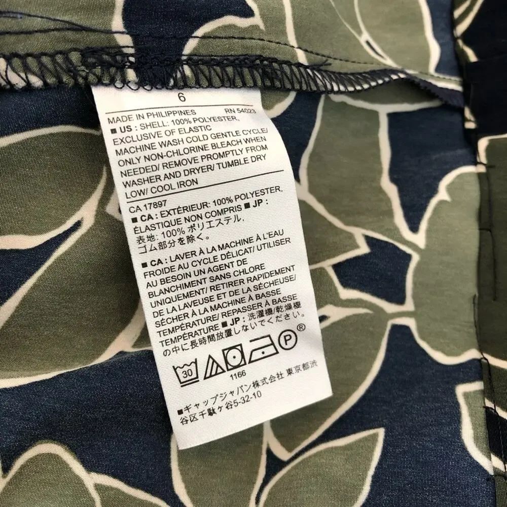 Banana Republic olive green navy blue floral v neck shift dress size 6
